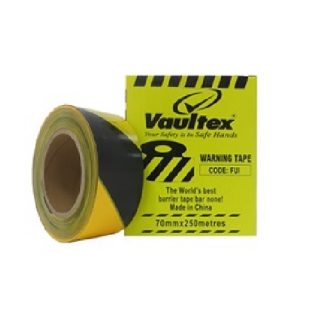 Supplier of Vaultex Yellow And Black Warning Tape 70mm X 250 Meter in UAE