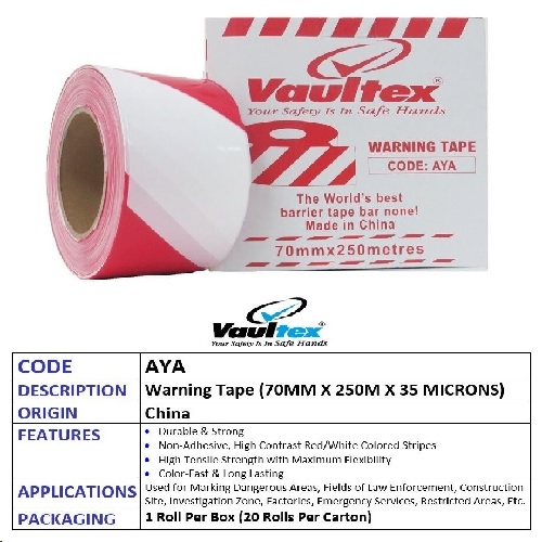 Supplier of Red And White Warning Tape 75mm X 125 Meter in UAE